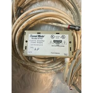 Channel Master 0747 Antenna Amplifier Power Supply with RG6 Coaxial Cables